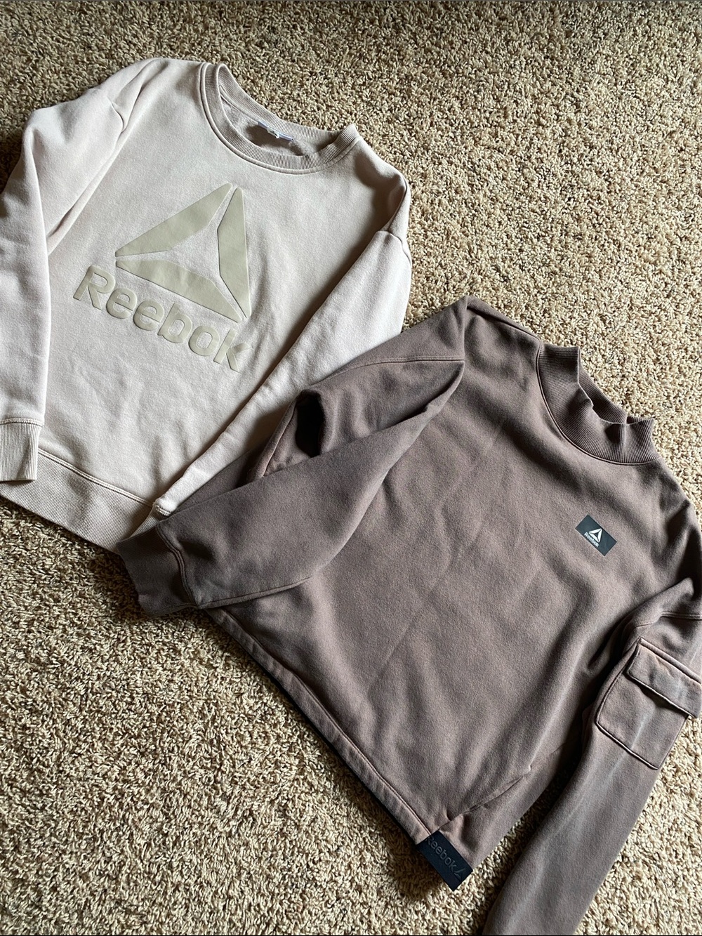 2/$15 Reebok Cream & Brown Women's Sweatshirt Duo